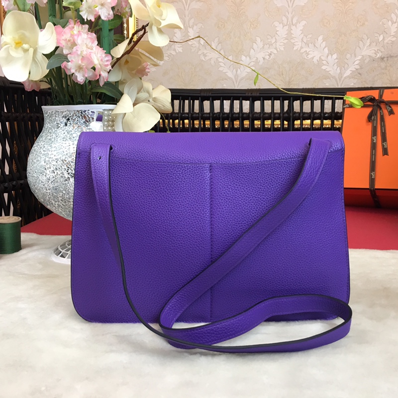 Hermes Halzan 31 Handbag Shoulder Bag In Violet Clemence Leather